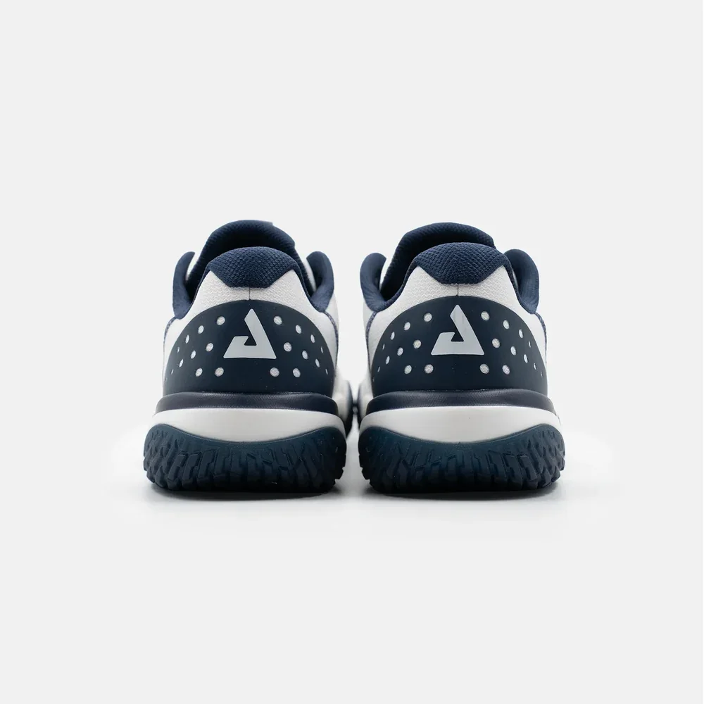 Gót giày pickleball JOOLA R4LLy nam trắng xanh navy với logo tam giác JOOLA