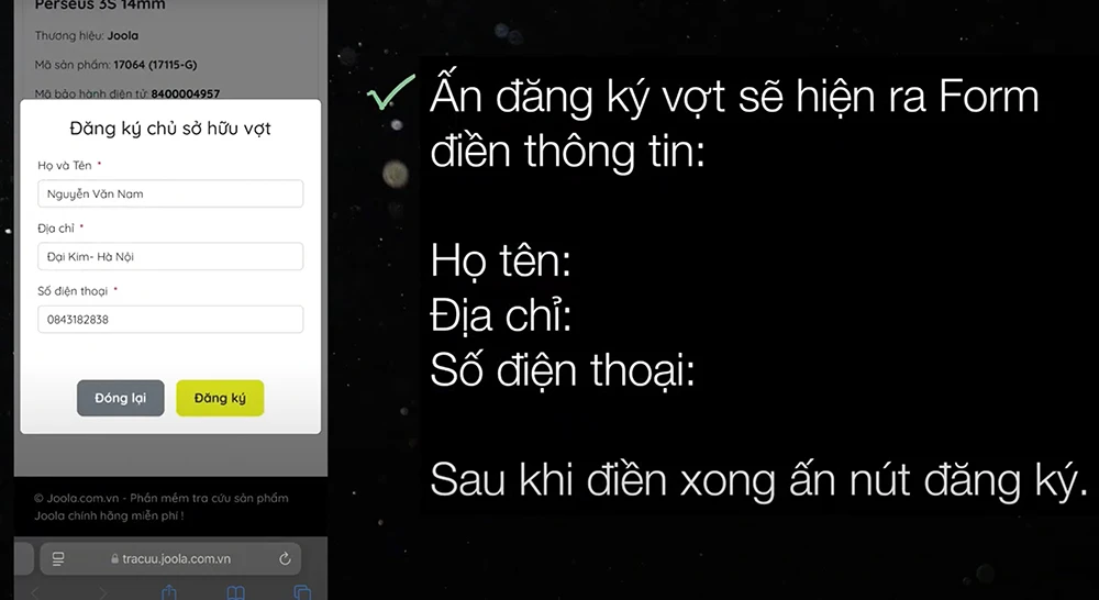 Kiểm tra vợt Joola chính hãng tại Việt Nam