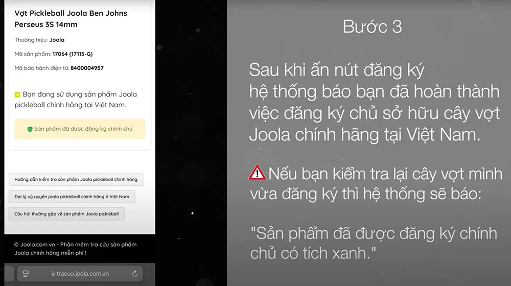 Kiểm tra vợt Joola chính hãng tại Việt Nam - hình ảnh 12