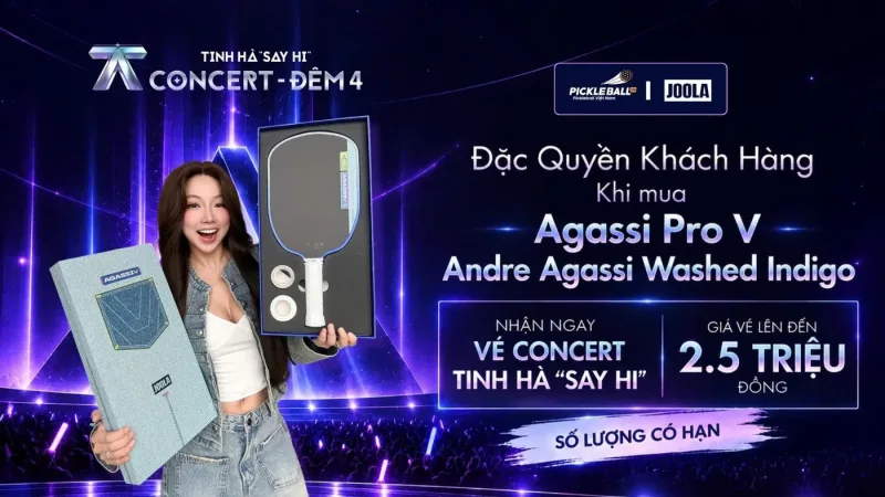 Mua vợt JOOLA Agassi Pro V Washed Indigo, tặng vé FanZone Concert Tinh Hà “Say Hi” Đêm 4
